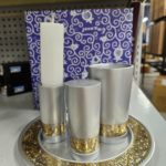 Silver acrylic havdallah set with gold accents