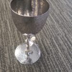 Silver hammered kiddush cup with branch style stem