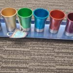 Coloured mini kiddush cup with tray
