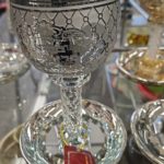 Glass and silver kiddush cup