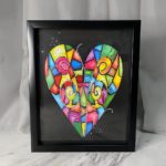 Multi coloured heart wall art