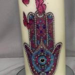 8" Hamsa Candle with Butterflies